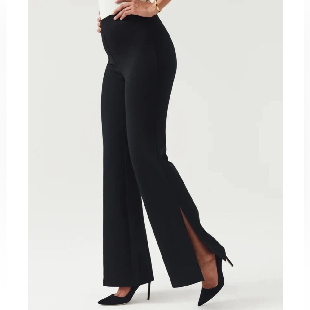 Spanx Perfect Pant Split Hem Flare Pants (Black, Large)